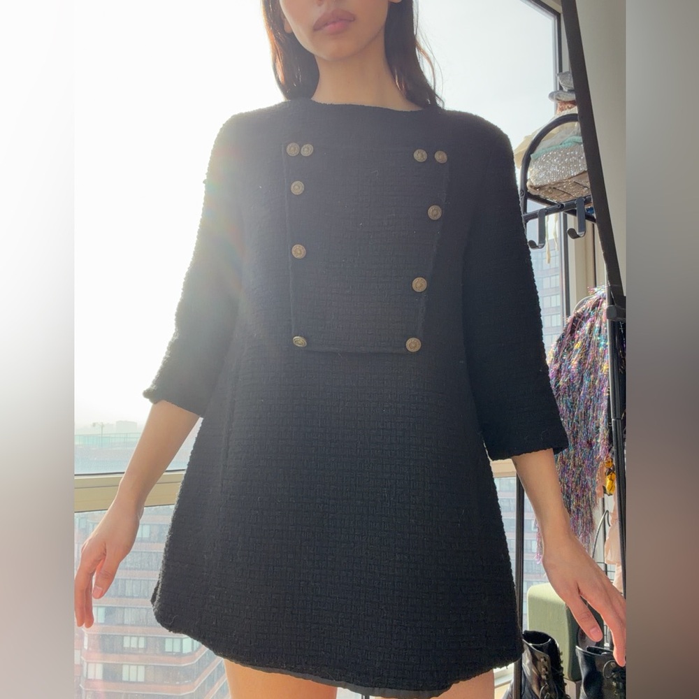Elegant Black Buttoned Women's Dress